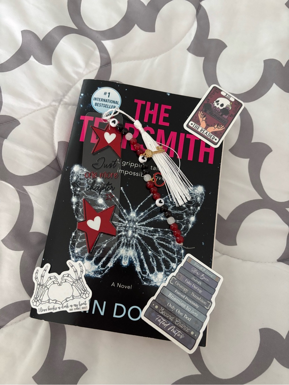 The Tearsmith paperback book with handcrafted bookmark by me ❤️🖤💗